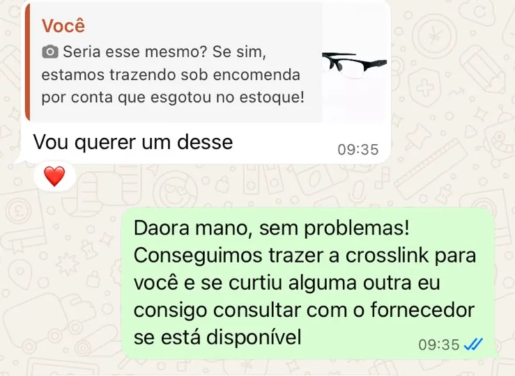 Cliente encomendou uma Crosslink que tinha esgotado no estoque