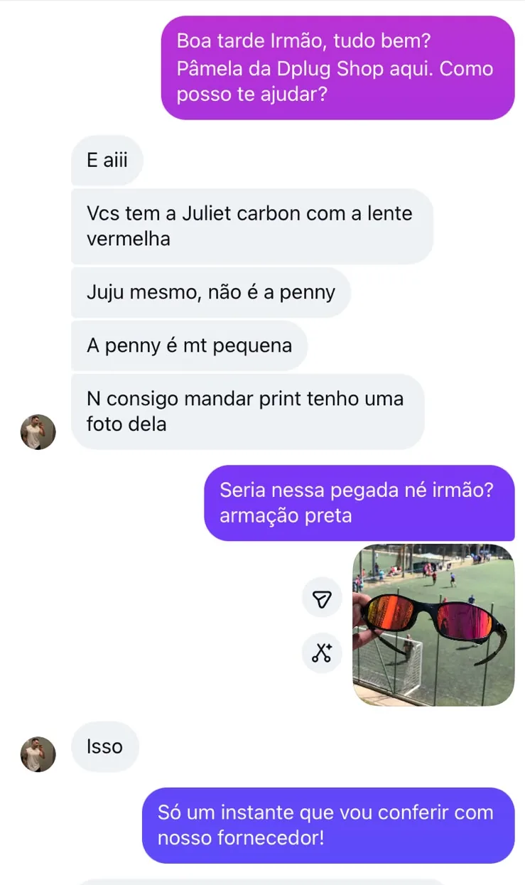 Cliente encomendou uma Juliet Carbon com lente vermelha